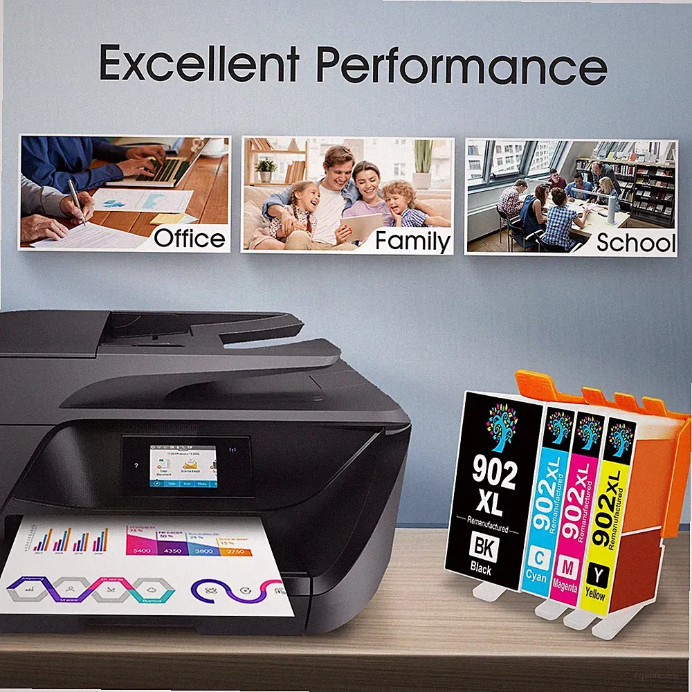 4 Pack 902 Xl Ink Cartridges For HP Officejet Pro 6960 6968 6970 6975 6978