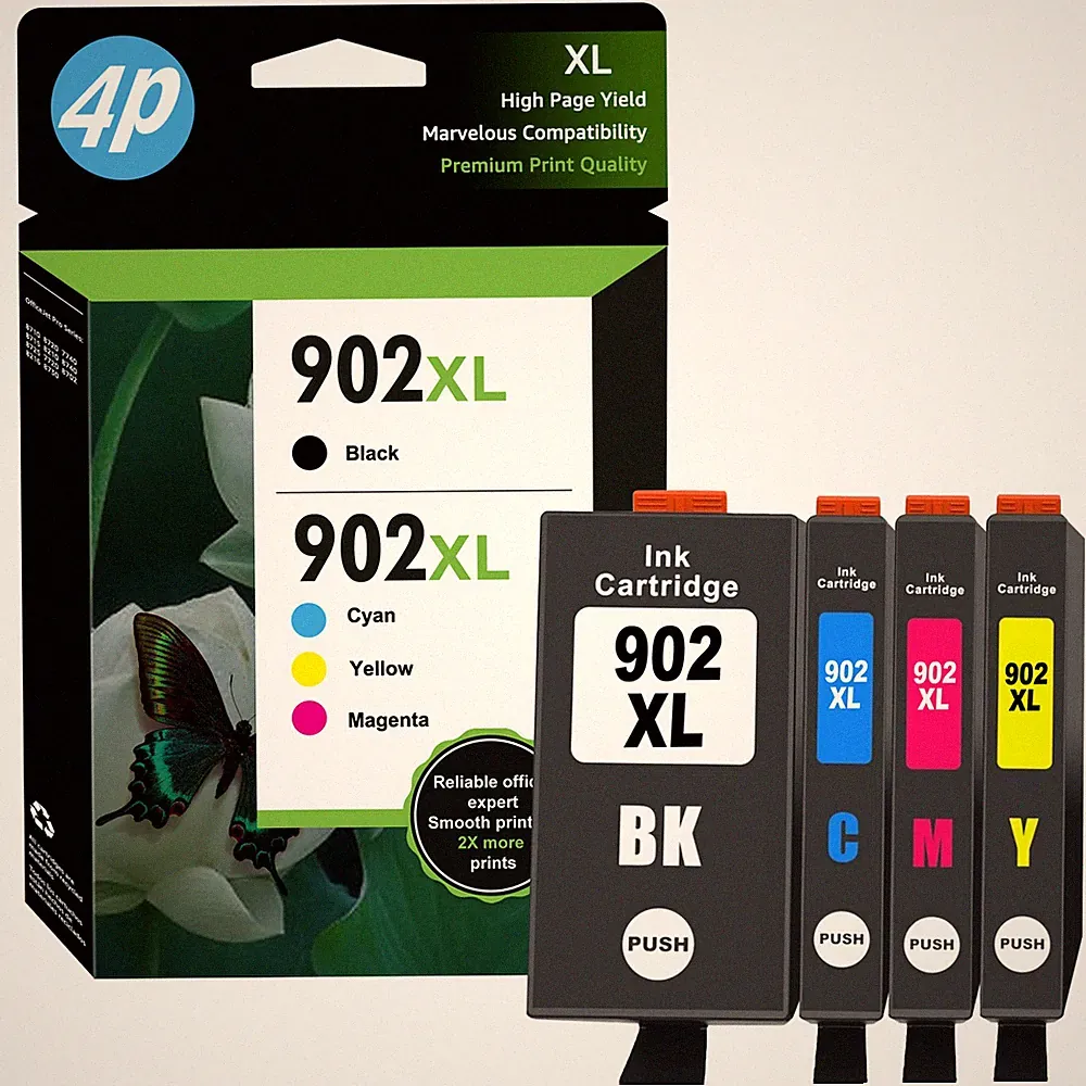 4 Pack 902XL Ink compatible with HP 902 OfficeJet 6978 6968 6954 6976 6979 6950