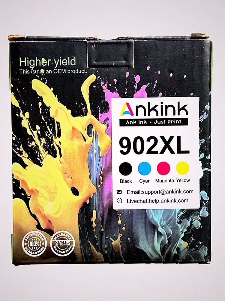 902XL Ink Cartridges 4-Pack Replacement for HP's 902 Black Cyan Magenta Yellow